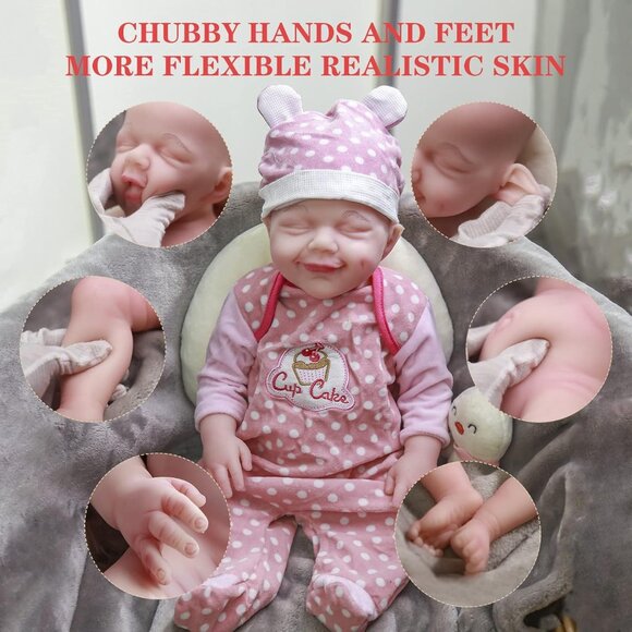 18 inch Full Body Platinum Unpainted Silicone Bald Baby Dolls Newborn Boy - Picture 3 of 7